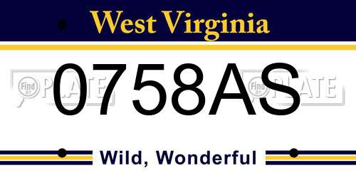 0758AS West Virginia License Plate