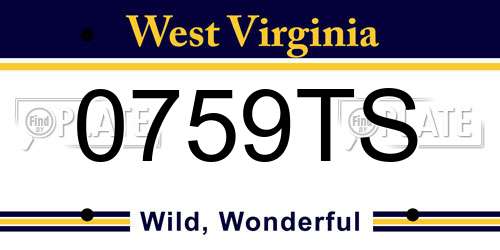 0759TS West Virginia License Plate
