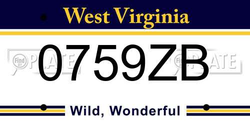 0759ZB West Virginia License Plate