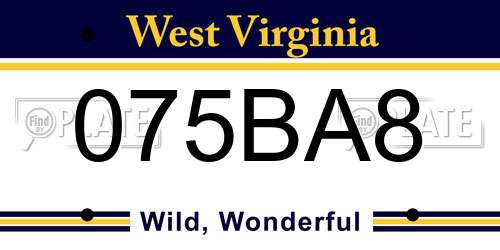 075BA8 West Virginia License Plate