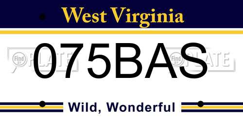 075BAS West Virginia License Plate