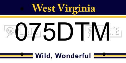 075DTM West Virginia License Plate