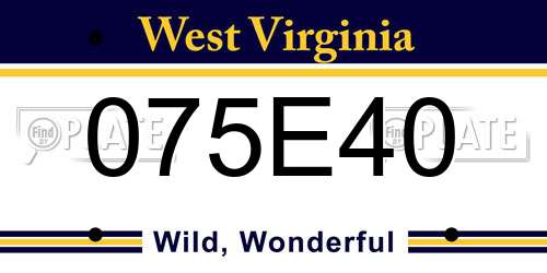 075E40 West Virginia License Plate