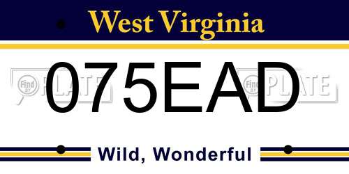 075EAD West Virginia License Plate