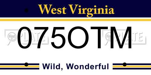 075OTM West Virginia License Plate