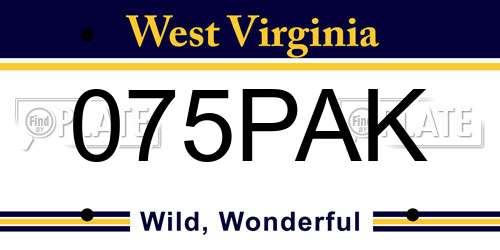 075PAK West Virginia License Plate