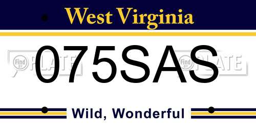 075SAS West Virginia License Plate