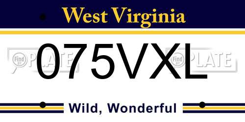 075VXL West Virginia License Plate