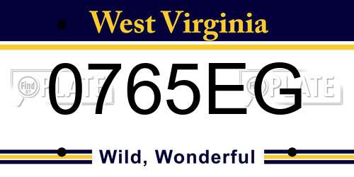 0765EG West Virginia License Plate