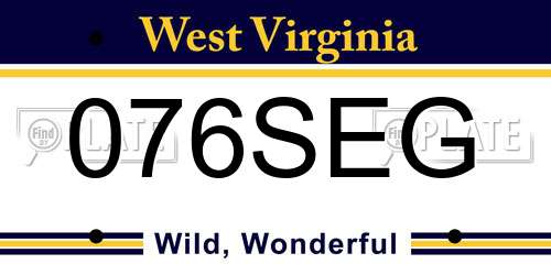 076SEG West Virginia License Plate