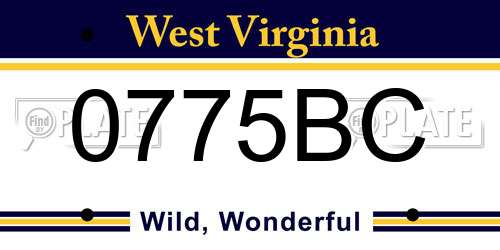 0775BC West Virginia License Plate