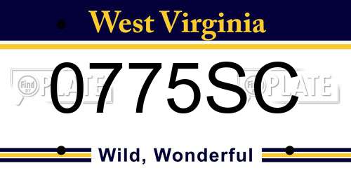 0775SC West Virginia License Plate