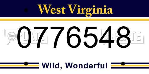 0776548 West Virginia License Plate