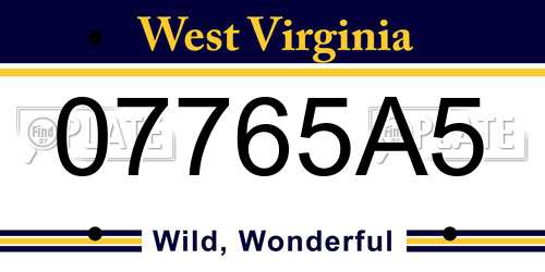 07765A5 West Virginia License Plate