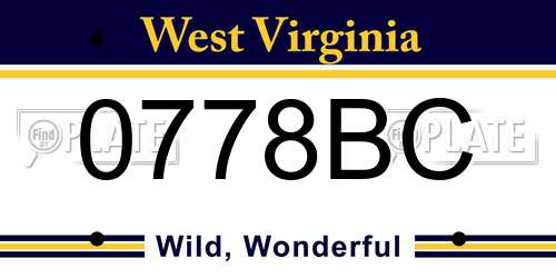 0778BC West Virginia License Plate