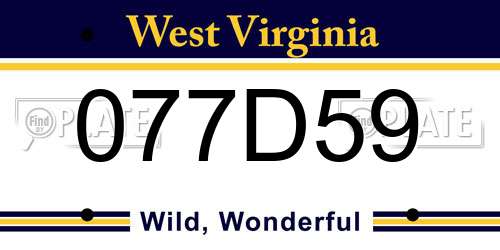 077D59 West Virginia License Plate