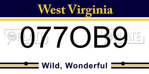 077OB9 West Virginia License Plate