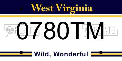 0780TM West Virginia License Plate