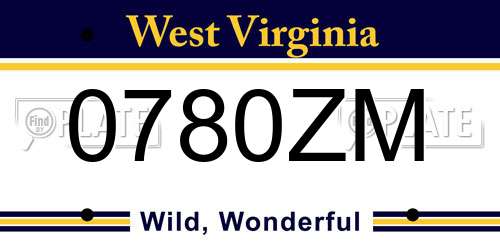 0780ZM West Virginia License Plate