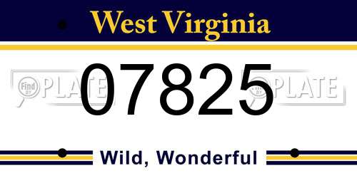 07825 West Virginia License Plate