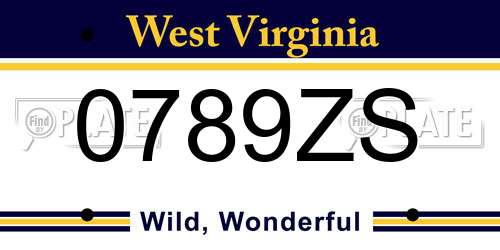 0789ZS West Virginia License Plate