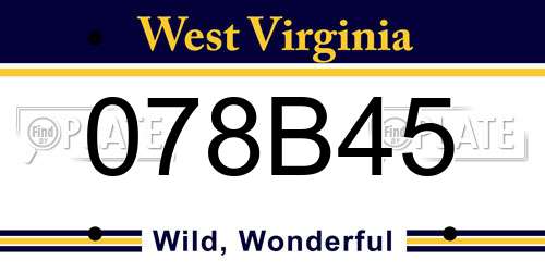 078B45 West Virginia License Plate