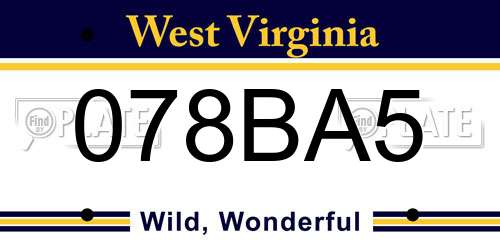 078BA5 West Virginia License Plate