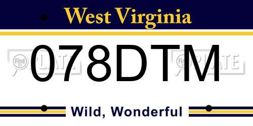 078DTM West Virginia License Plate