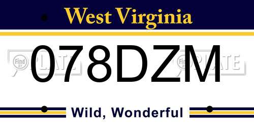078DZM West Virginia License Plate