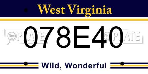 078E40 West Virginia License Plate