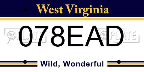 078EAD West Virginia License Plate