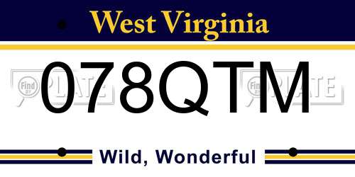 078QTM West Virginia License Plate