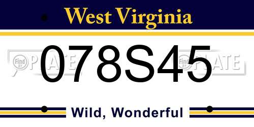 078S45 West Virginia License Plate