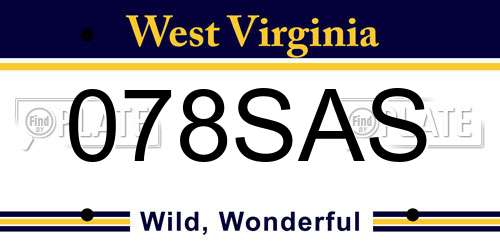 078SAS West Virginia License Plate