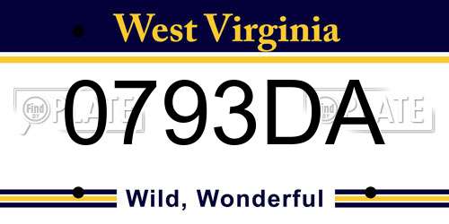 0793DA West Virginia License Plate