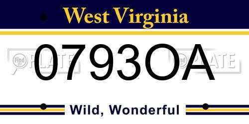 0793OA West Virginia License Plate