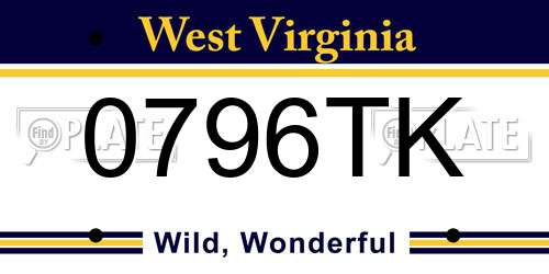 0796TK West Virginia License Plate