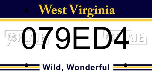 079ED4 West Virginia License Plate