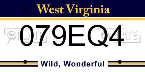 079EQ4 West Virginia License Plate