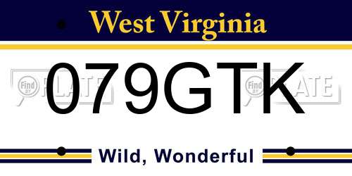 079GTK West Virginia License Plate