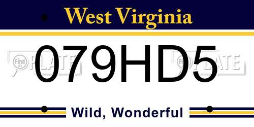 079HD5 West Virginia License Plate