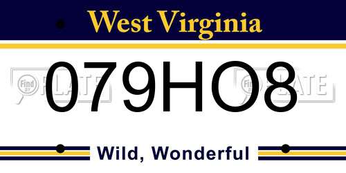 079HO8 West Virginia License Plate