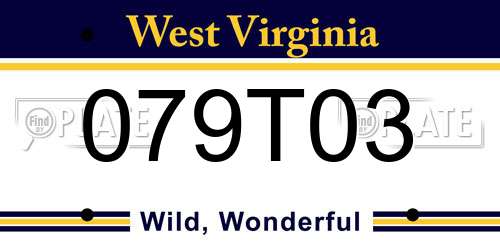 079T03 West Virginia License Plate