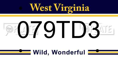 079TD3 West Virginia License Plate