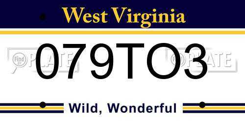 079TO3 West Virginia License Plate
