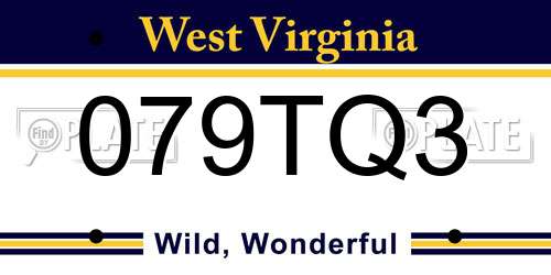 079TQ3 West Virginia License Plate