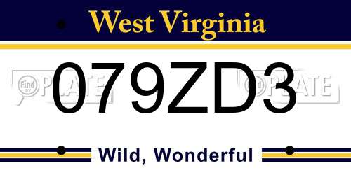 079ZD3 West Virginia License Plate