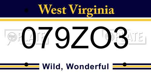 079ZO3 West Virginia License Plate
