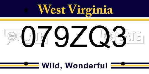 079ZQ3 West Virginia License Plate