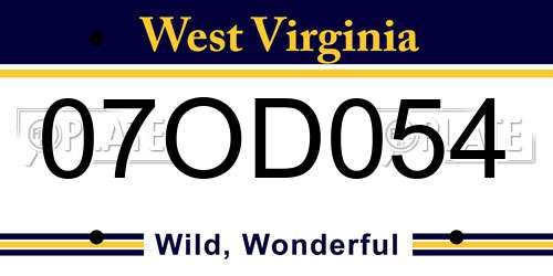 07OD054 West Virginia License Plate